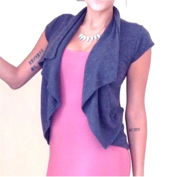 Source Unknown Jackets & Blazers - Stylish Gray Women's Waterfall Open Front Vest
